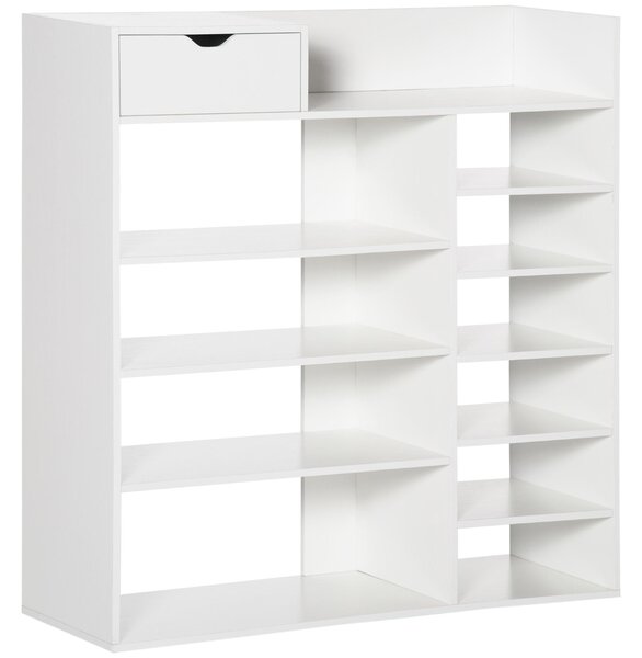 Mobile Scarpiera 88x30x93 cm 12 Paia di Scarpe 1 Cassetto Bianco