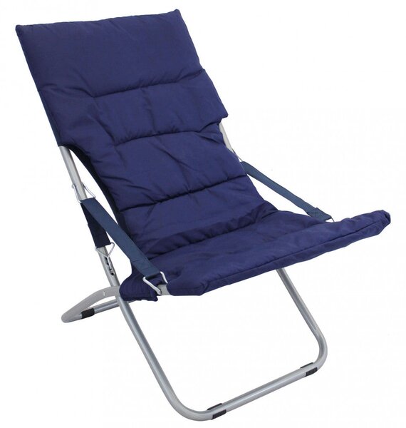 Sdraio Canapone 65x80x38/96 h cm in Acciaio Telo Oxford Blu