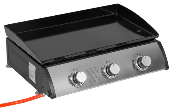 Piastra di Cottura a Gas GPL 60,5x48,5x21 cm da Tavolo con 3 Bruciatori da 3kW Nero