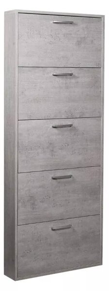 Scarpiera Salvaspazio 5 Ante 15 Paia 65x15x164 cm in Truciolare Nobilitato Cemento