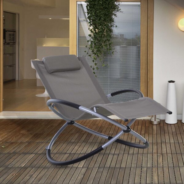 Sedia a Dondolo Pieghevole da Giardino 154x80x84 cm Mag Grigio