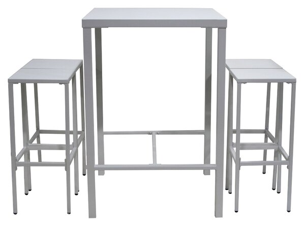 Set Bar Tavolo Alto e 4 Sgabelli da Giardino in Metallo Utility Snack Bianco