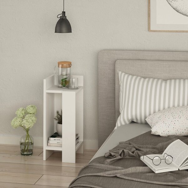 Comodino Sinistro 25x60x25 cm in MDF Elos Bianco