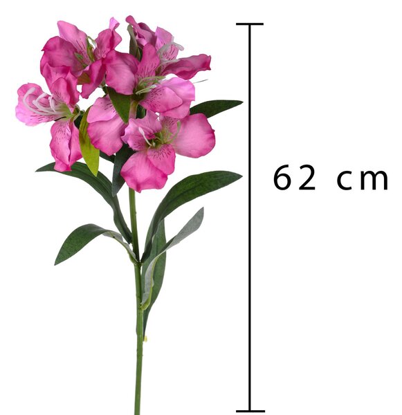 Set 8 Fiori Artificiali di Alstromeria in Materiale Sintetico Altezza 62 cm Rosa
