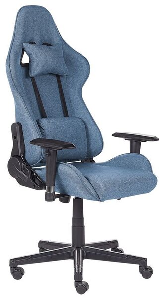 Sedia da ufficio ergonomica in tessuto con braccioli regolabili di colore  blu poltrona gaming stile moderno Beliani