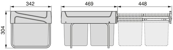 Set 2 Pattumiere Differenziata per Mobile 30 Litri in Acciaio e Plastica Emuca Grigio antracite