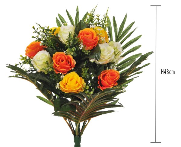 Set 2 Bouquet Artificiale di Rose in Boccio Altezza 48 cm Giallo