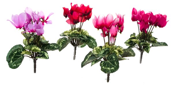 Set 12 Mini Ciclamino Artificiali Composto da 7 Fiori Altezza 18 cm Multicolore