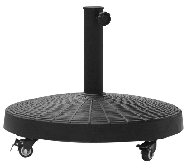 Base per Ombrellone da Giardino 25 Kg in Resina e Acciaio Nero Ø52x41 cm