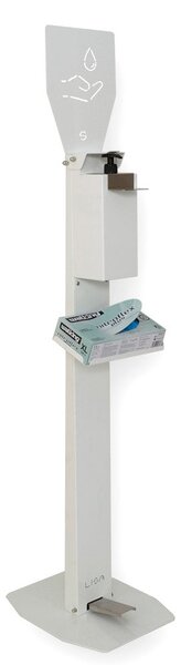 Piantana a Pedale con Dispenser Igienizzante per Mani in Ferro Lisa Luxury Bianca