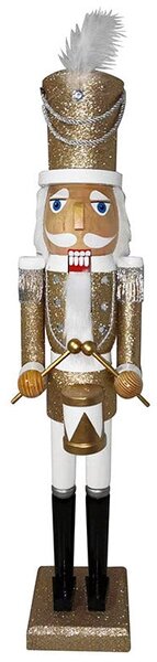 Soldato Schiaccianoci Natalizio H60 cm in Legno con Tamburo Oro