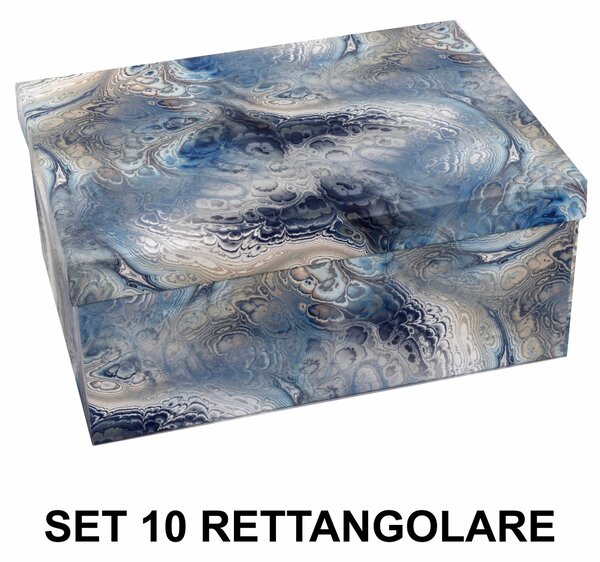Set 10 Scatole cartone azzurro rettangolare