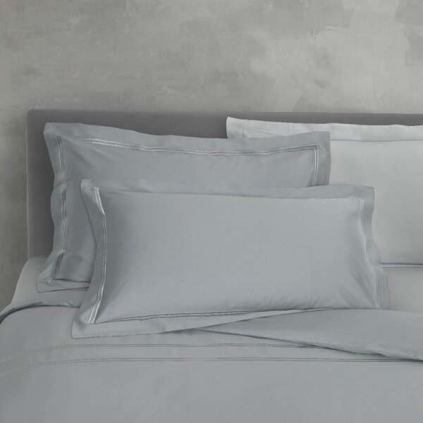 Completo Lenzuola In Raso Di Cotone Palazzo Erici Matrimoniale - 250X290 175X205 + 2 Federe 50X80 Mirabello Brera Tinta Unita Grigio Caleffi