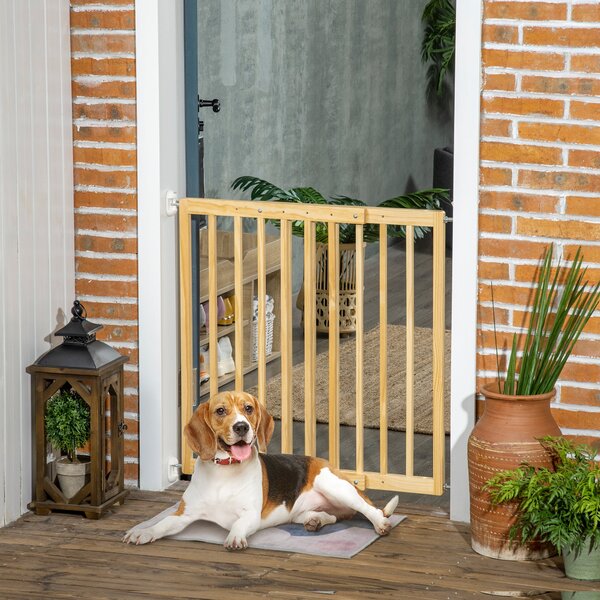 Cancellino per Cani Taglia Piccola e Media 60,5-102x73 cm in Legno di Pino Naturale