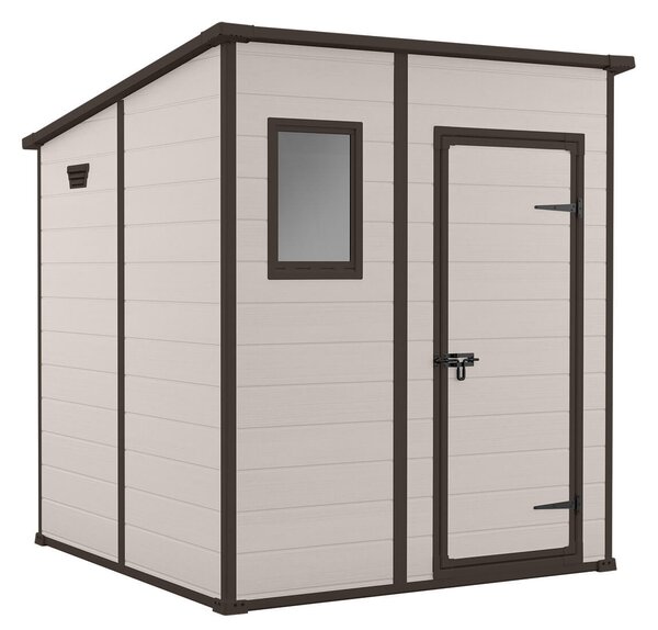 Casetta da Giardino Porta Attrezzi 183,5x185x200 cmin Resina Effetto Legno Keter Manor Pent 6x6 Beige