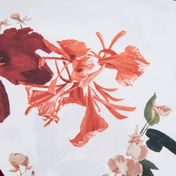 Completo Lenzuola In Percalle Wild Orchid Matrimoniale - 250X290 175X205 + 2 Federe 50X80 Mirabello Floreale Bianco Caleffi