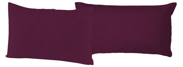 Coppia di Federe 52x82 cm in Cotone Tinta Unita Prugna