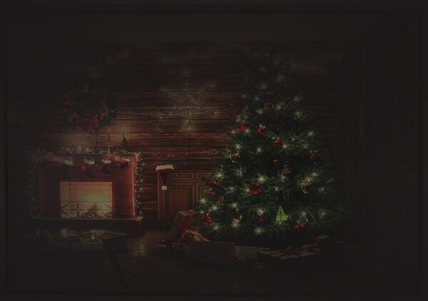 Quadro in Legno con Led albero di Natale rettangolare cm 63x43x3,3