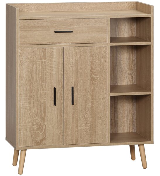 Credenza Moderna Multiuso con Armadietto e Cassetto 80x30x96,5 cm in Legno Naturale