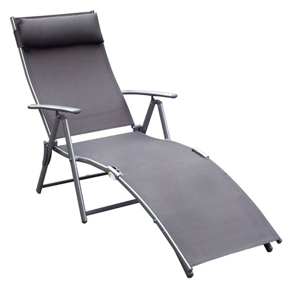 Lettino Prendisole Relax Pieghevole Telaio in Metallo Grigio 137x63.5x100.5 cm