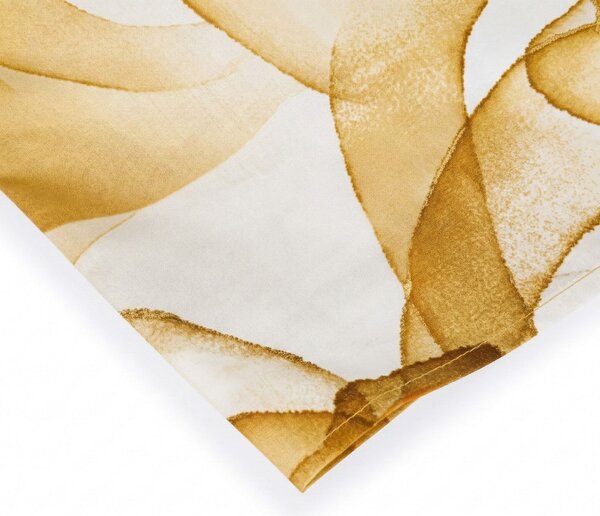 Completo Lenzuola In Percalle Sea Flower Matrimoniale - 250X290 175X205 + 2 Federe 50X80 Mirabello Floreale Oro Caleffi