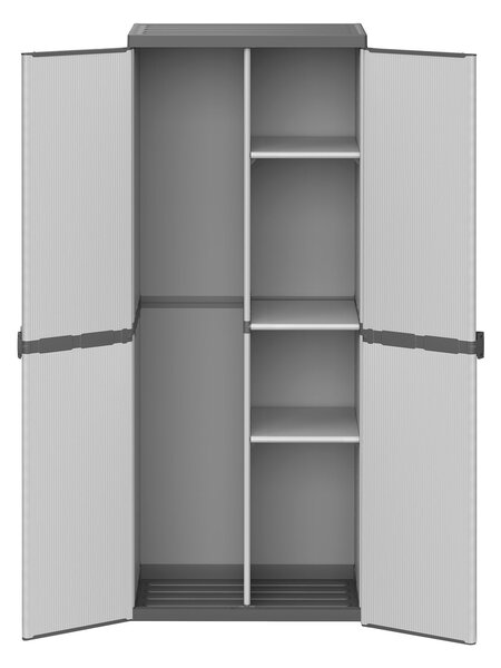 Armadio Portascope da Esterno 68x40x165 cm 2 Ante 4 Ripiani in Resina Grigio