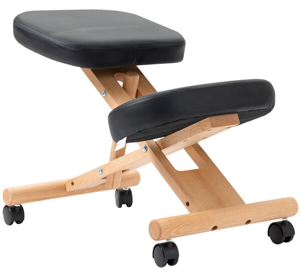 Sedia Sgabello Svedese da Ufficio Ortopedico Ergonomico in Similpelle Nera