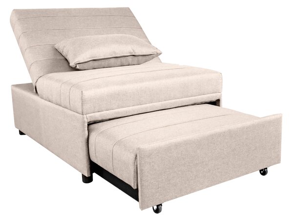 Poltrona Letto Singolo Trasformabile 80x113x45 cm in Tessuto Beige