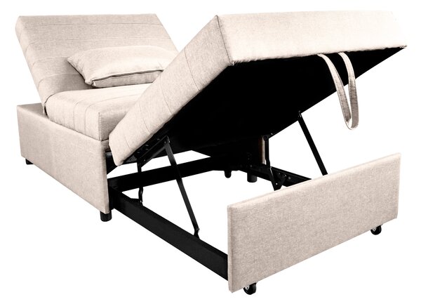 Poltrona Letto Singolo Trasformabile 80x113x45 cm in Tessuto Beige