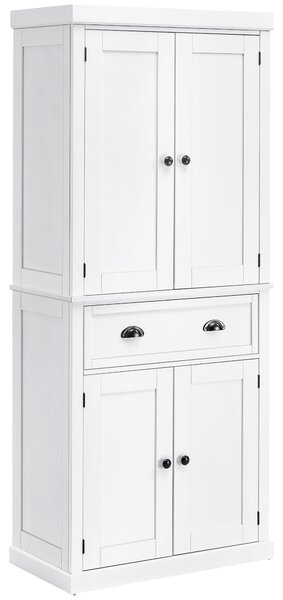 HOMCOM Mobile Cucina con Armadietto Superiore e Inferiore e Cassetto Centrale in MDF, Truciolato e Metallo, 76x40.5x184cm, Bianco|Aosom