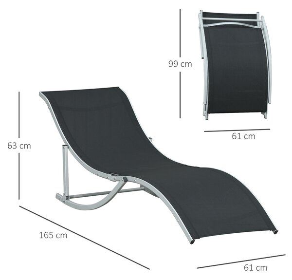 Outsunny Set 2 Sdraio da Giardino Pieghevoli in Alluminio e Texteline, 61x165x63 cm, Nero | Aosom Italy