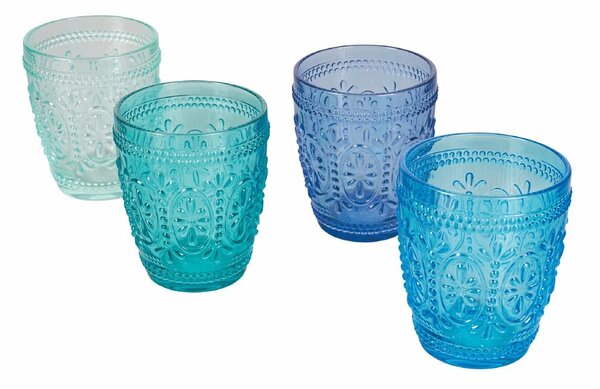 Set 4 Bicchieri Acqua Imperial Ocean in Vetro VdE Tivoli 1996 Trasparente Blu