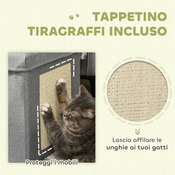 PawHut Casetta per Gatti Pieghevole a Cubo con Cuscino e Tappetino Tiragraffi, 36.5x36.5x36.5 cm, Grigio | Aosom Italy