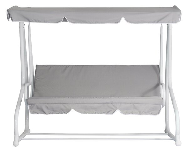 Dondolo 3 Posti da Giardino 200x125x166 cm in Ferro e Poliestere Grigio Chiaro