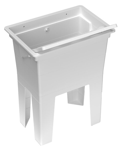Mobile Lavatoio 59x40x74 cm Monoblocco in Resina PP Bianco