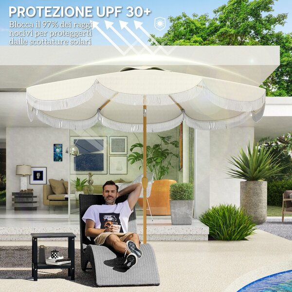 Outsunny Ombrellone da Giardino Ombrellone Esterno Inclinabile 2.7x2.7 m Beige | Aosom Italy