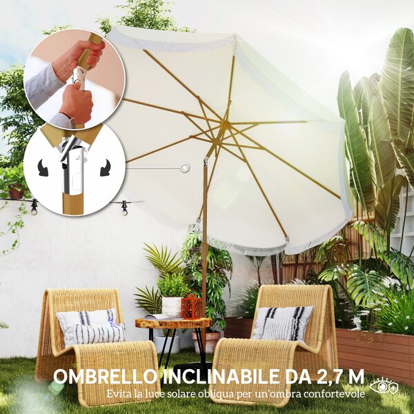 Outsunny Ombrellone da Giardino Ombrellone Esterno Inclinabile 2.7x2.7 m Beige | Aosom Italy