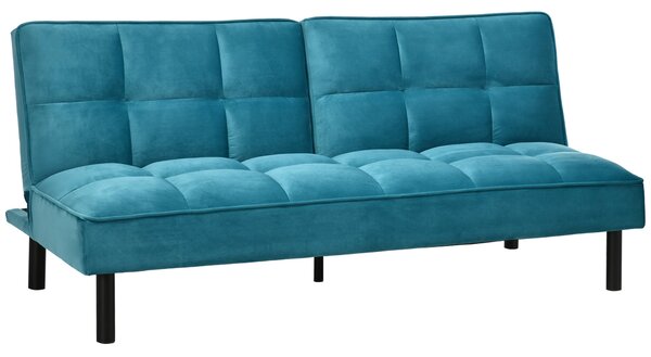 Divano Letto 3 Posti Matrimoniale 178x87x81 cm in Tessuto Effetto Velluto Verde