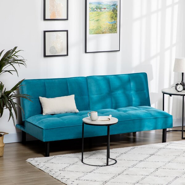 Divano Letto 3 Posti Matrimoniale 178x87x81 cm in Tessuto Effetto Velluto Verde