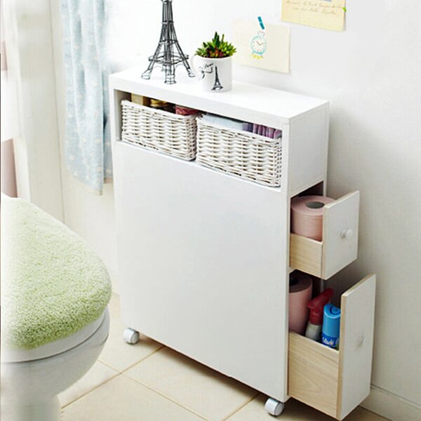 Mobiletto a Colonna da Bagno 50x15,8x70 cm in MDF e PVC Fumer Rolly Bianco