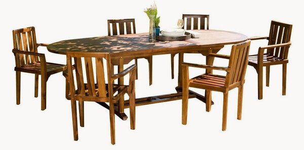 Set da pranzo da giardino in legno di teak Maeva, set da 7