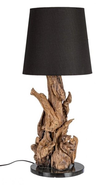 Lampada da Tavolo Ø35x82 cm E27 in Legno e Acciaio Pralume in Cotone Nero