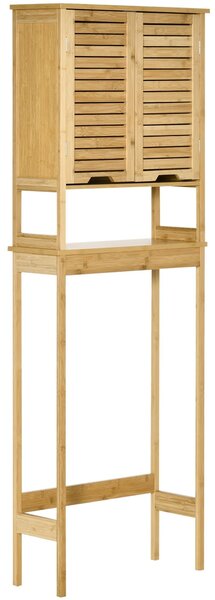 Mobile Sopra WC Salvaspazio 60x23x173 cm in MDF e Bambù Naturale