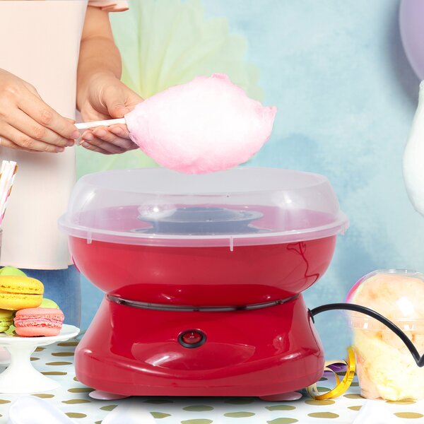 HOMCOM Macchina per Zucchero Filato in PP, Acciaio Inox e Alluminio 450W 27 x 26 x 18cm Rosso