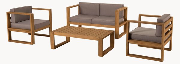 Set salotto da giardino in legno di teak Kim, set da 4