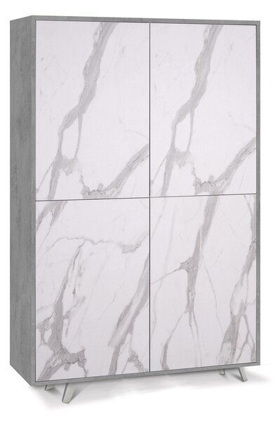 Mobile Multiuso 4 Ante 107x169x41 cm Cemento/Marmo Calacatta