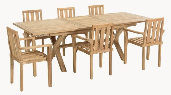 Set da giardino in legno di teak Fun, set da 7