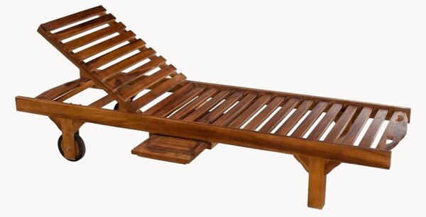 Lettino prendisole in legno di teak Maeva con ruote