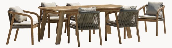 Set da pranzo da giardino in legno di acacia Celestin, set da 7