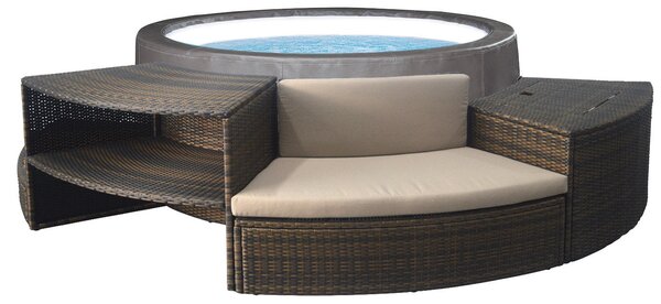 Vasca Idromassaggio da Esterno Semirigida Riscaldata 4+2 Posti con Mobili Ø184x73 cm NetSpa Vita Premium Marrone